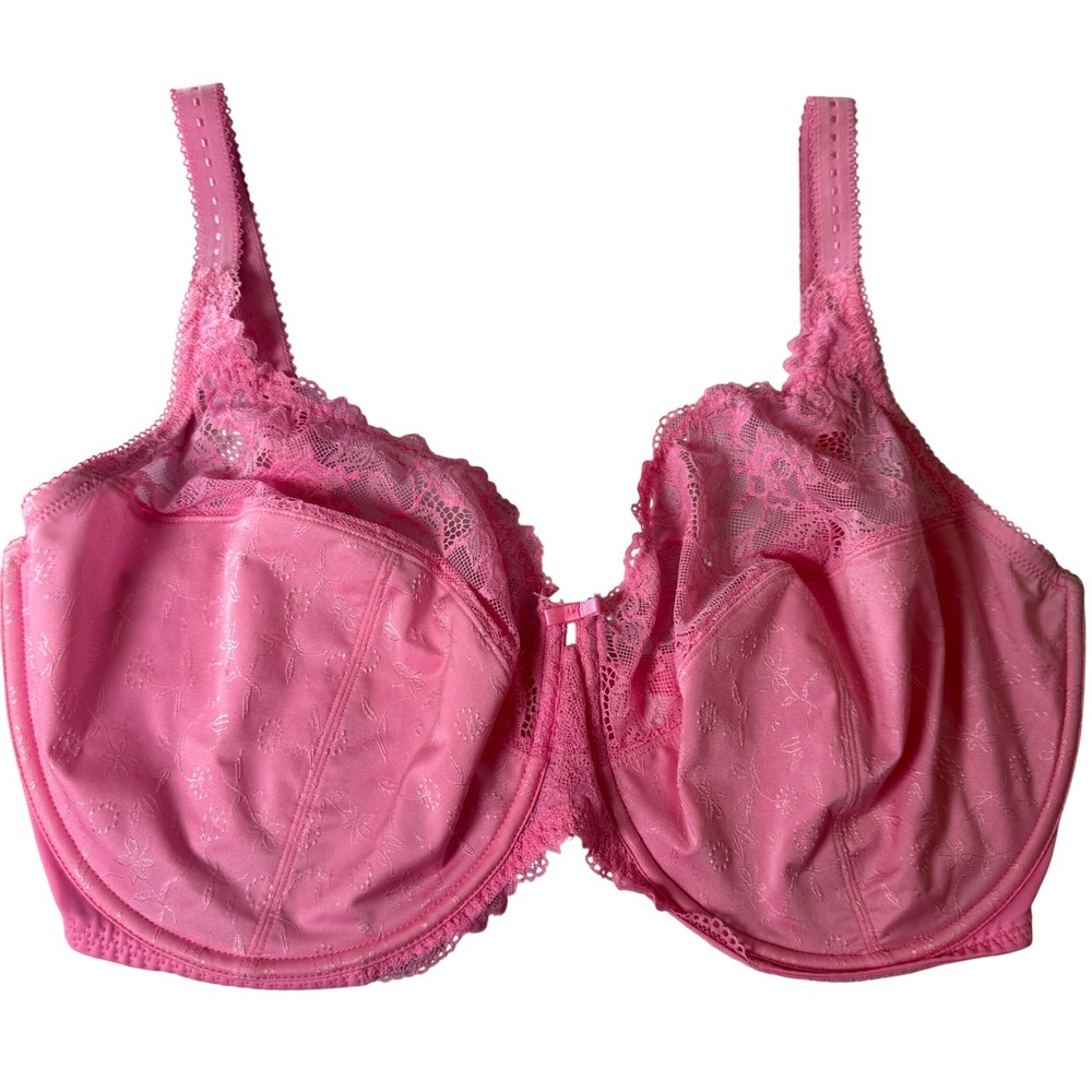 Women's Delimira Pink Lace Trim Underwire Minimizer Bra 40K W578
